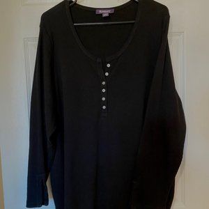 Roaman's Black Thermal Henley Tunic size 26/28 (2x)